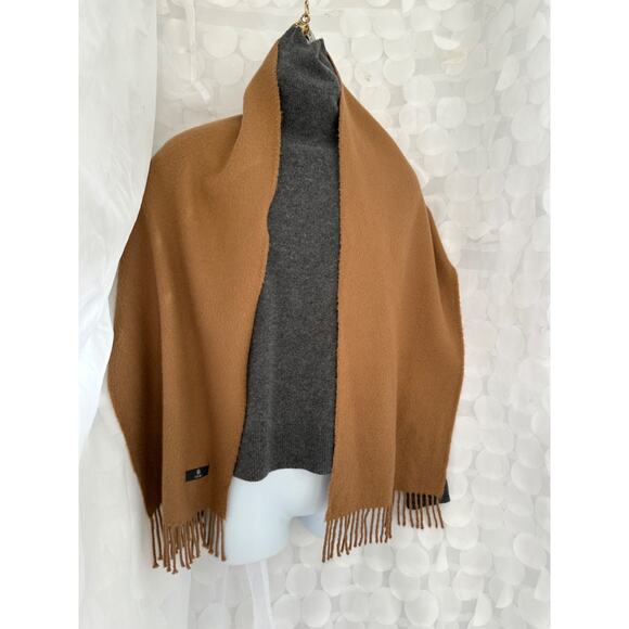 TUMI 100% Baby ALPACA Scarf Camel Tan unisex Fringed Luxurious - Picture 5 of 6